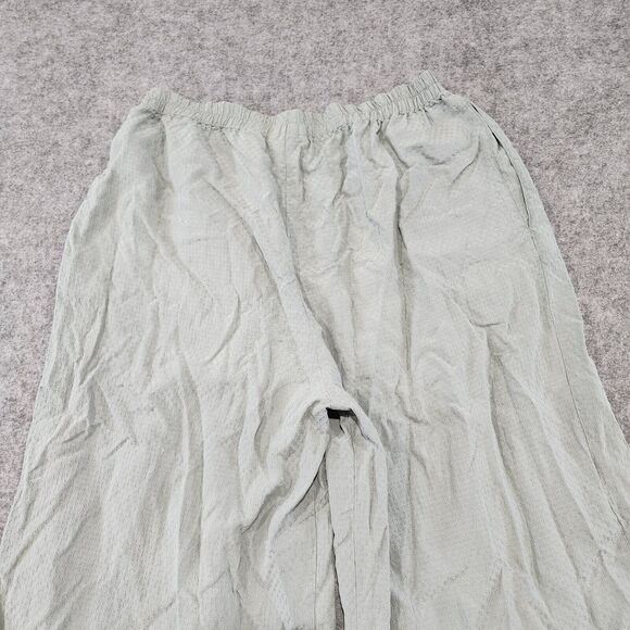 Eileen Fisher Womens Size 1 Pull On Wide Leg 100% Silk Green Pants Stretch - Picture 12 of 13